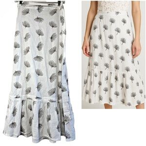 Sole‎ Linen long skirt traditional belt white boho chic rayon contemporary XS